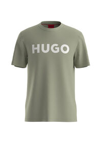 HUGO Camiseta de malha de algodão com regular fit e logo estampado