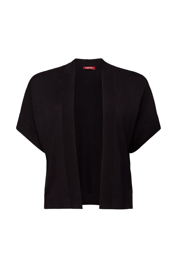 Cortefiel Cropped kimono-style open cardigan Black