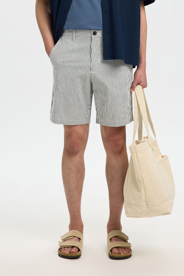 Selected Cal&ccedil;&otilde;es em tecido estruturado Azul