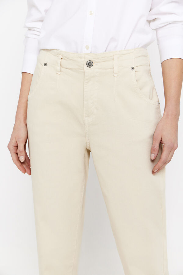 Cortefiel Slouchy paperbag trousers Ivory