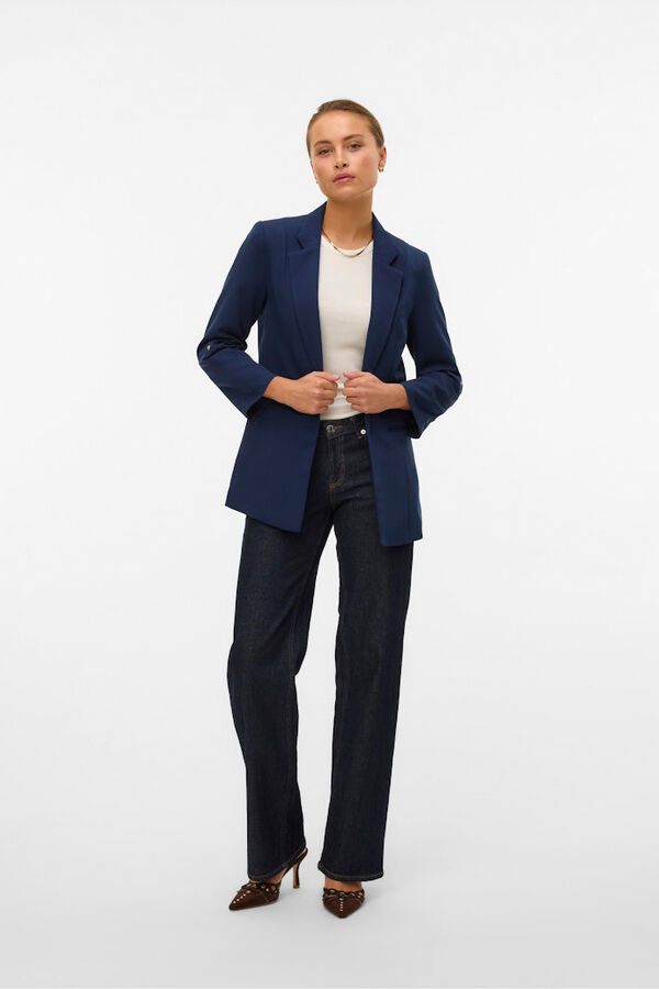 Vero Moda Blazer aberto com manga arregaçadas Azul