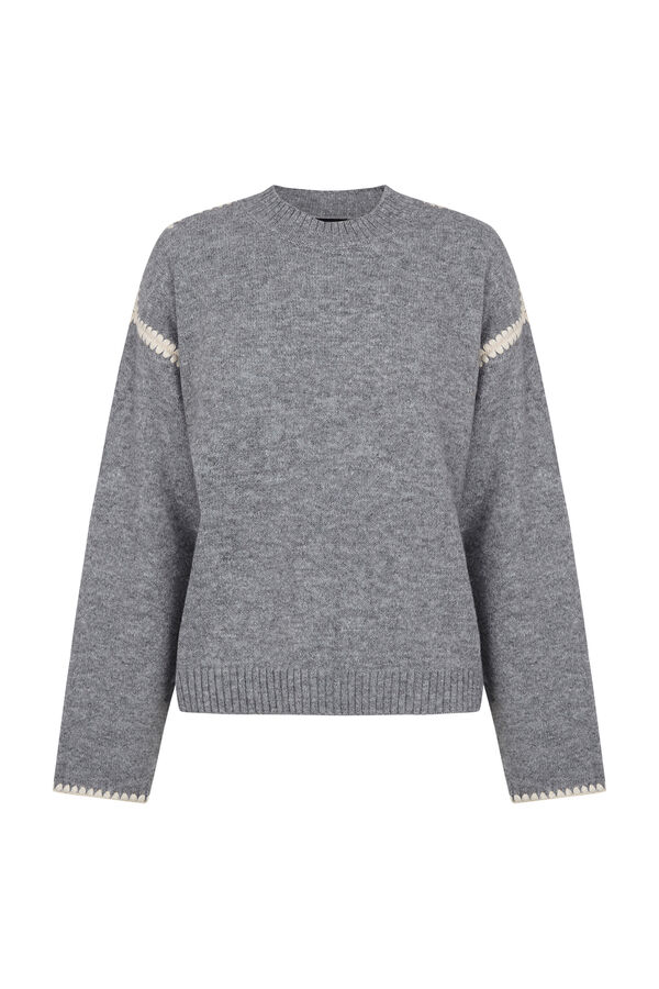 Cortefiel Perkins contrast jumper Grey