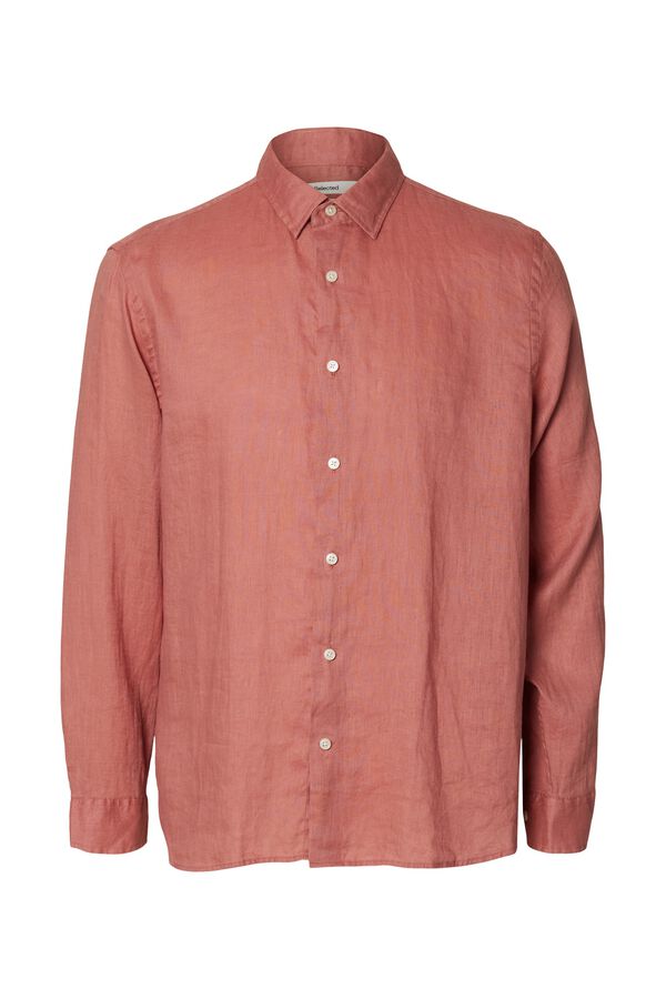 Selected Camisa de manga comprida em linho Subiu