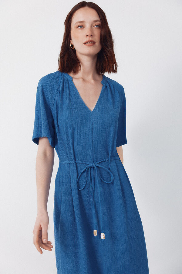Cortefiel Structured belt dress Blue