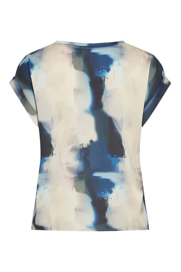 Vila Blusa manga curta acetinada Azul