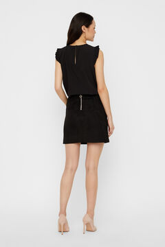 Cortefiel Faux suede mini skirt Black