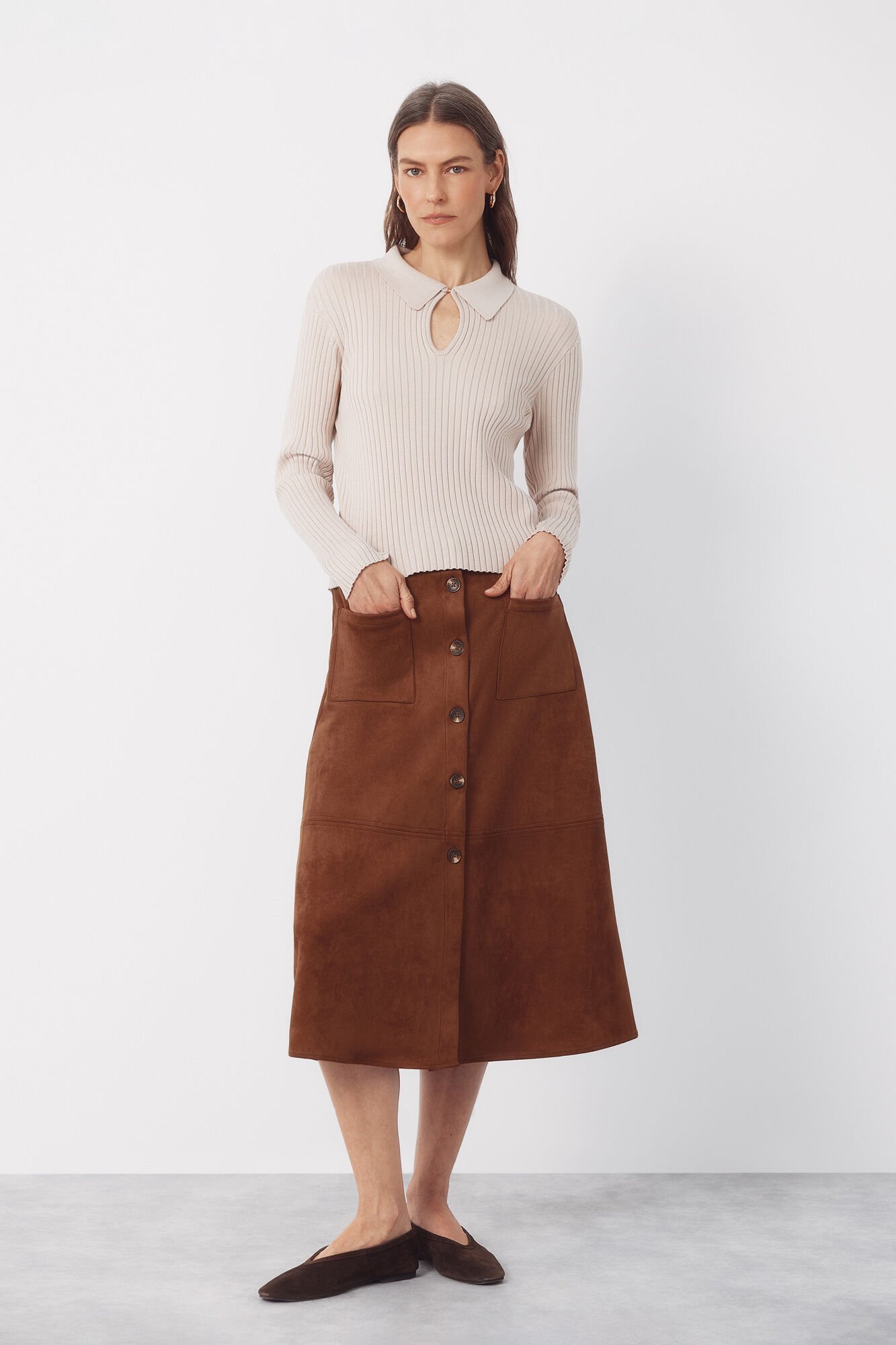 Cortefiel Jersey-knit keyhole polo shirt