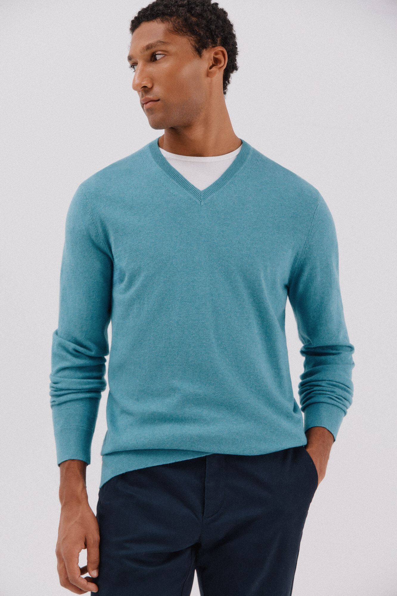 Cortefiel Cotton/cashmere V-neck jumper