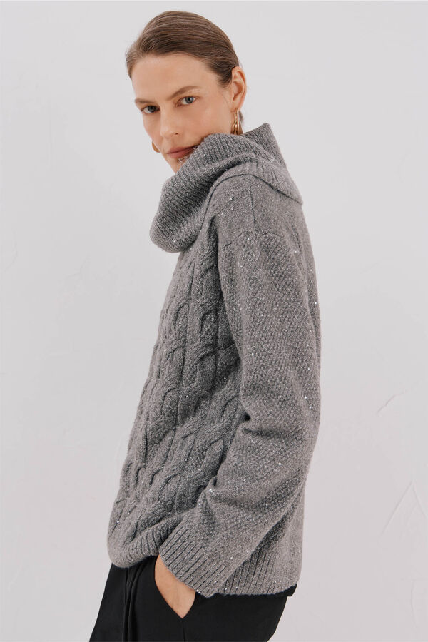 Cortefiel Jersey punto lentejuelas Grey