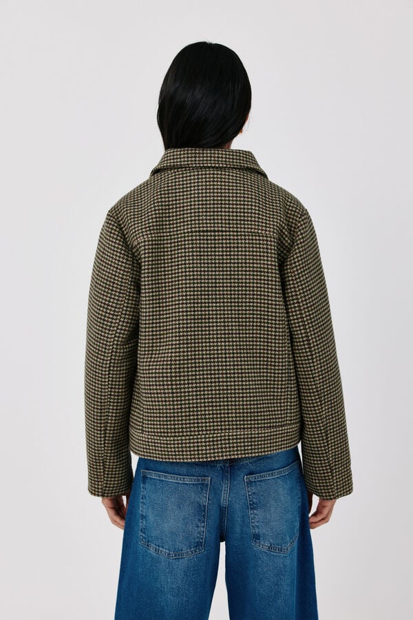 Cortefiel Short zip fastening jacket Printed green