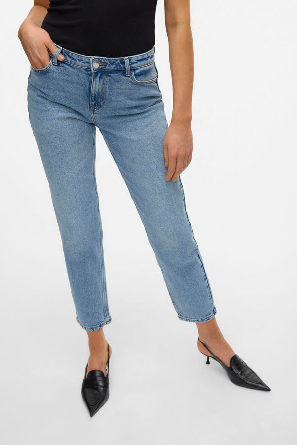 Cortefiel Jeans retas de cintura média Azul
