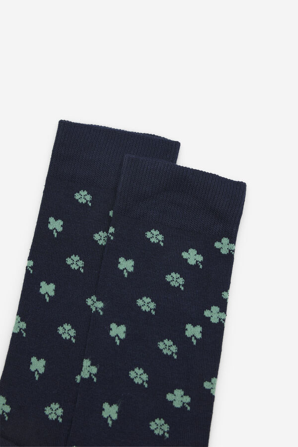 Cortefiel Calcet&iacute;n dibujo trebol Azul marino