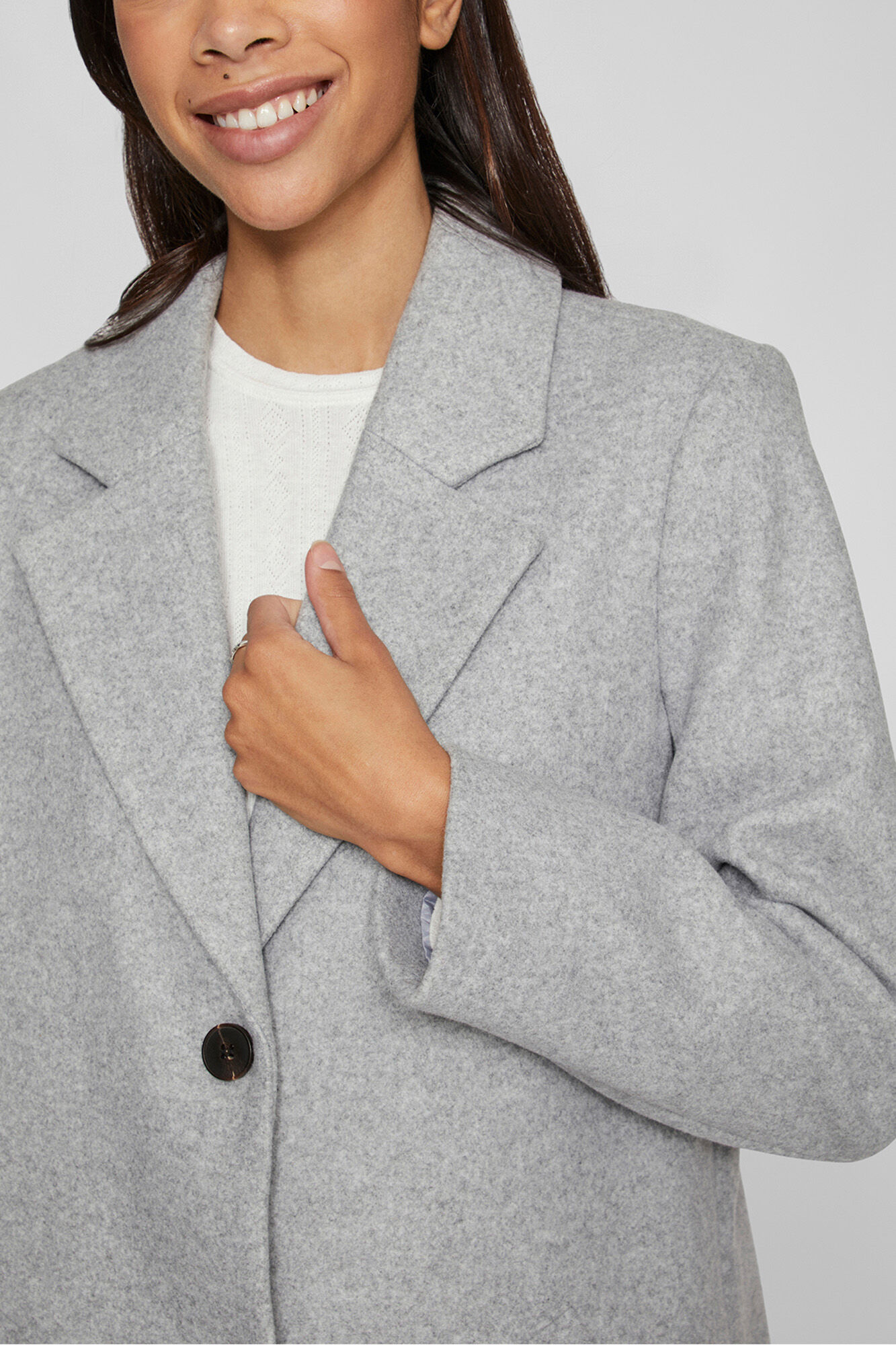 Vila Sobretudo de tecido com lapelas