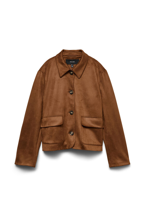 Vero Moda Casaco de efeito camur&ccedil;a Castanho