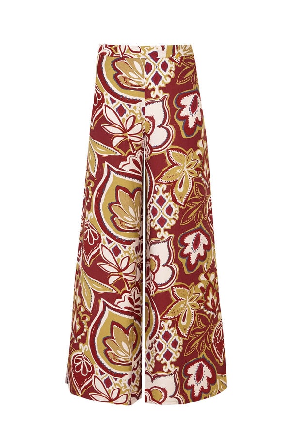 Cortefiel Printed wide-leg trousers Printed white