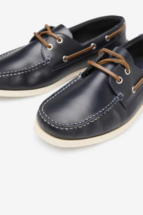 Cortefiel Zapato nautico piel Azul marino