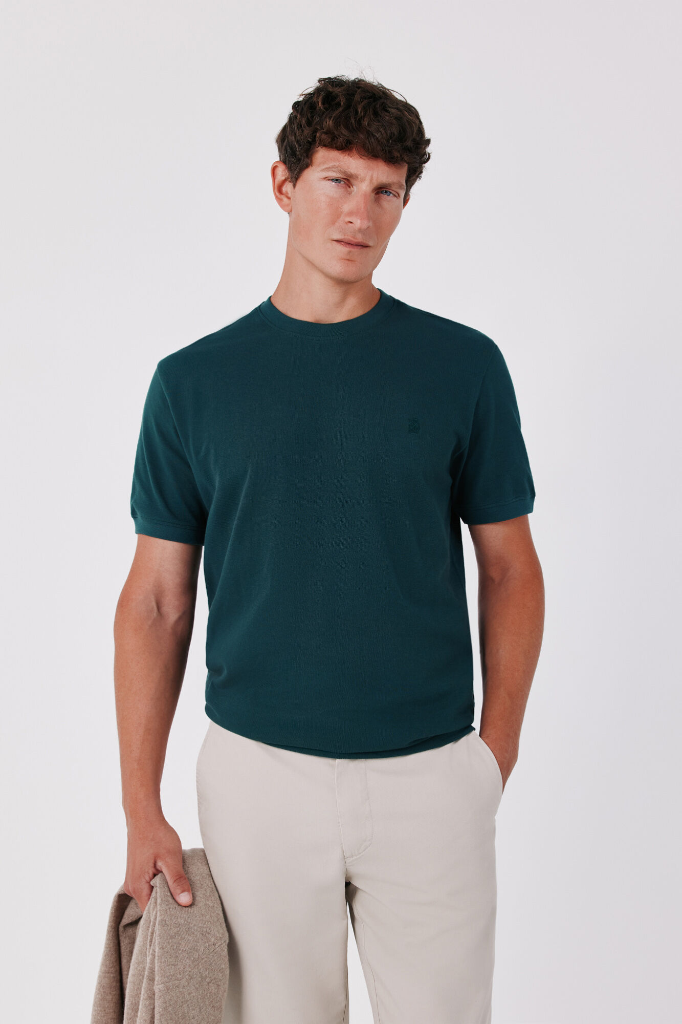 Cortefiel Piqu&eacute; fabric basic T-shirt