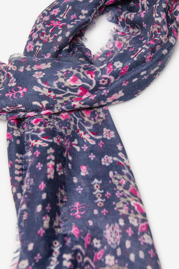 Cortefiel Floral print scarf Navy