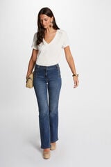 Cortefiel Flare jeans with buttons Blue