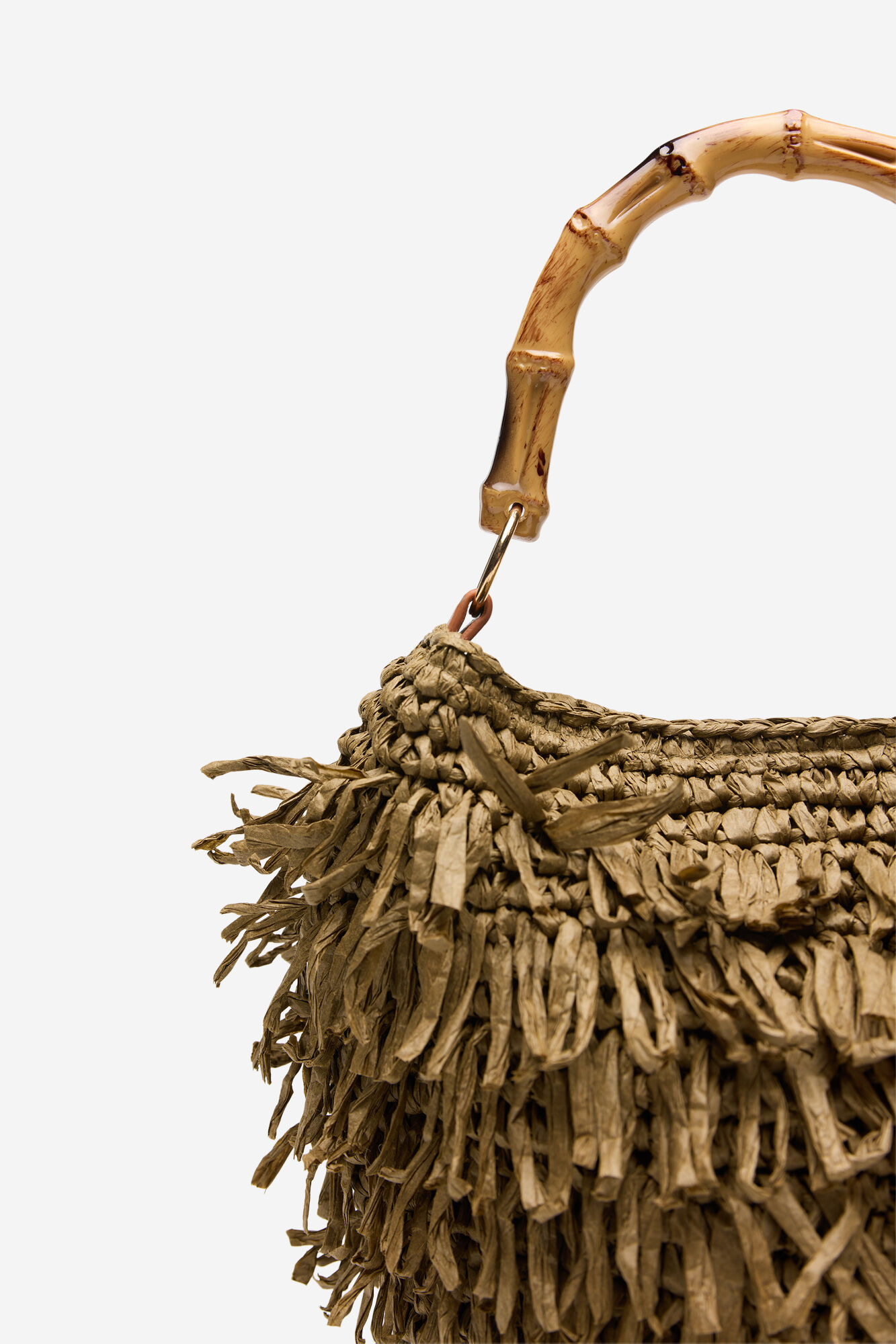 Cortefiel Raffia fringed handbag
