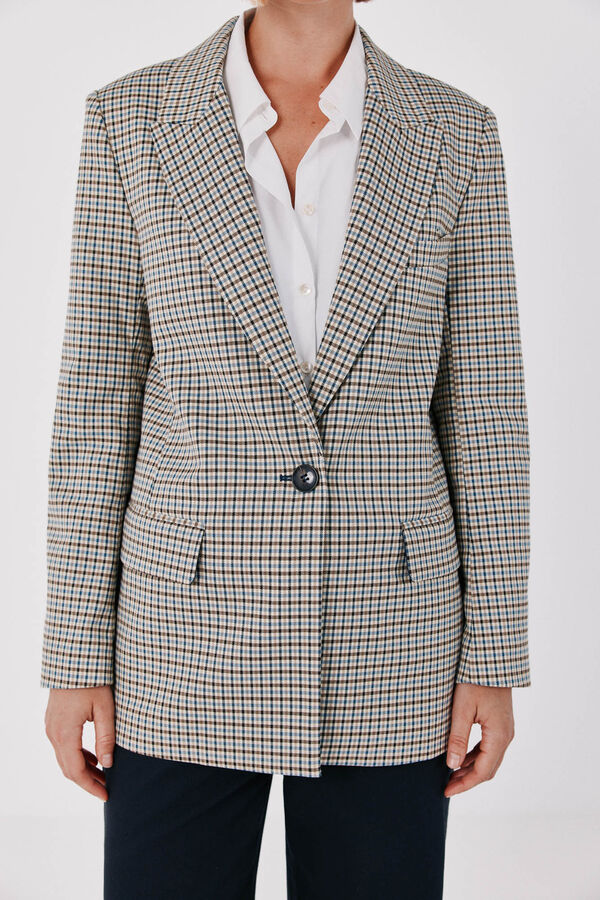 Cortefiel Checked fabric women's blazer Printed blue