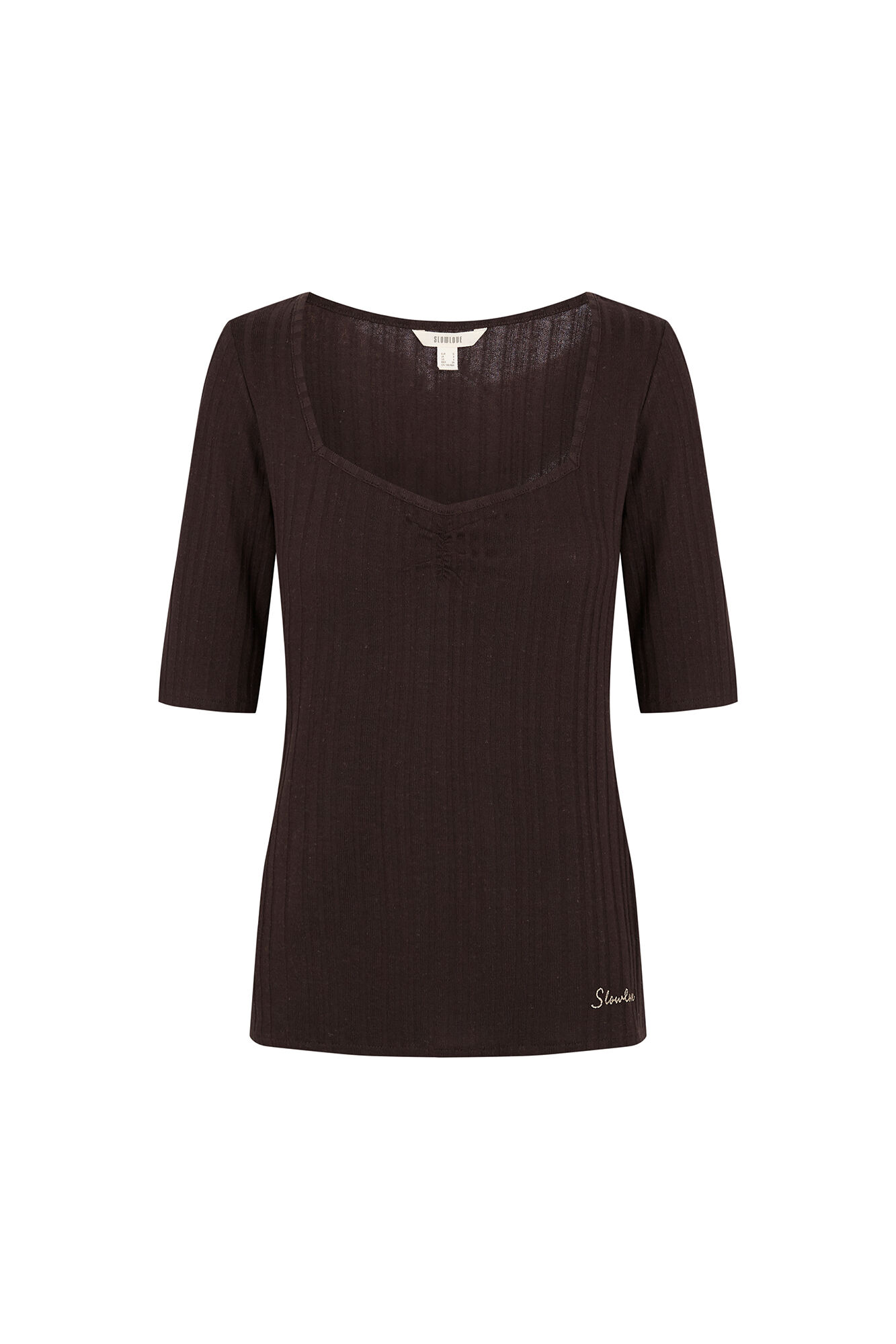 Slowlove Top frunce escote pico