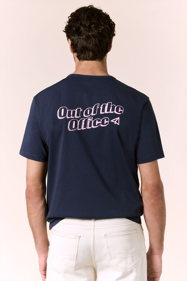 OOTO T-shirt com logo &agrave; frente e atr&aacute;s Azul