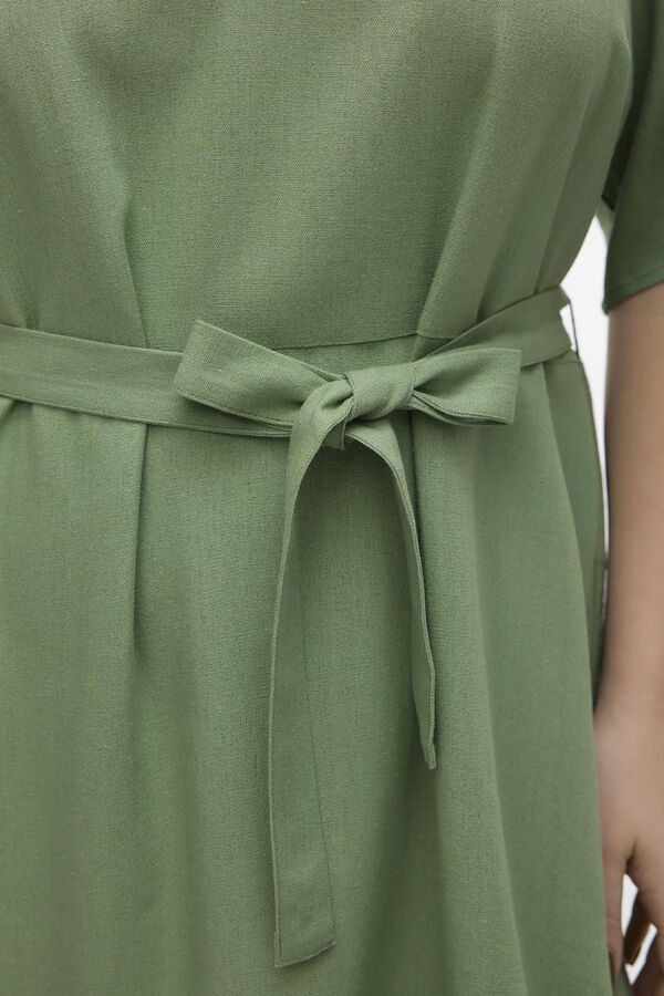Cortefiel Plus size short linen dress  Dark green