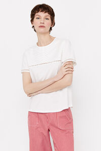 Cortefiel Lace ruffles T-shirt White