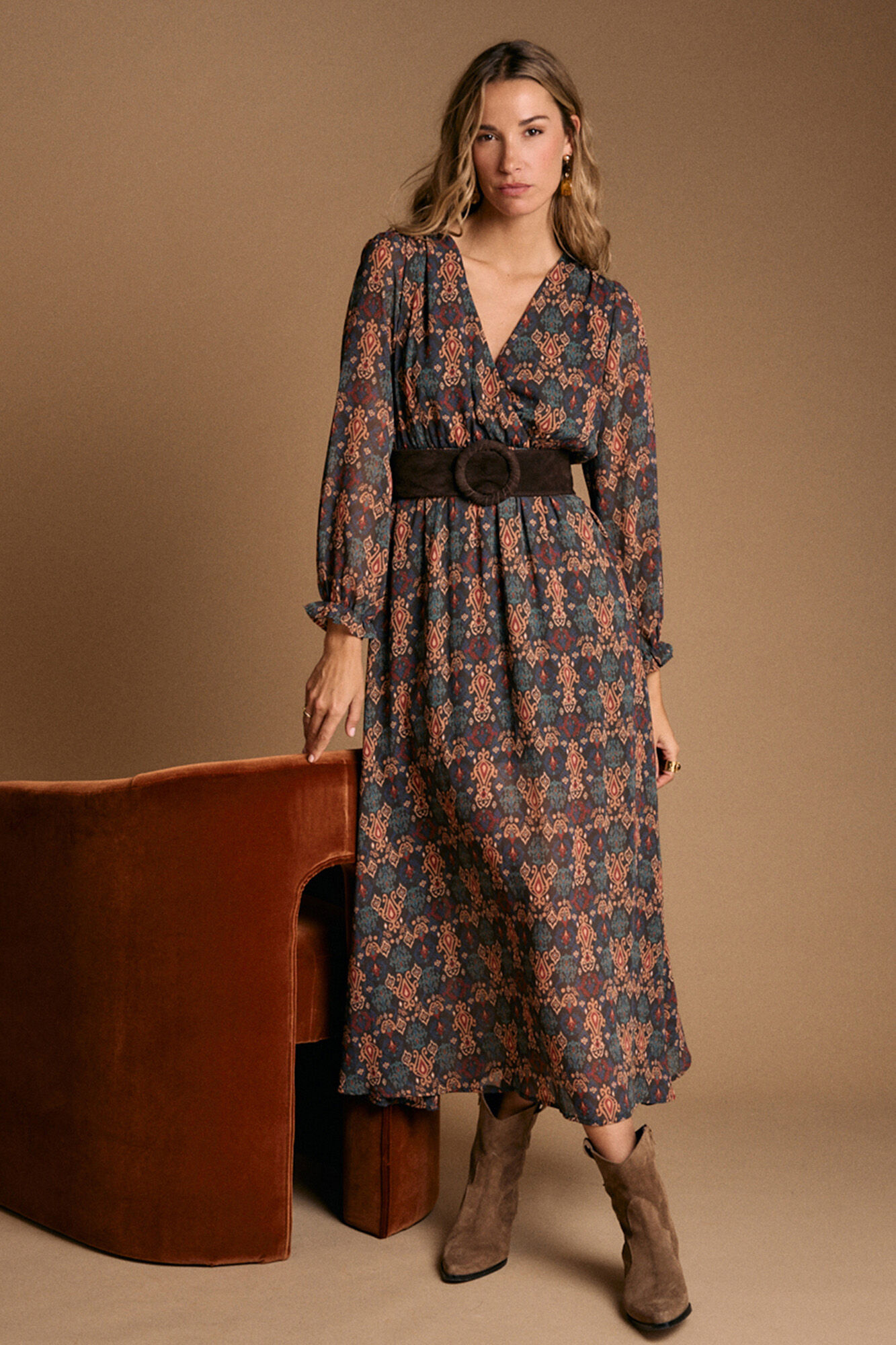 Pol&iacute;n Et Moi Vestido longo estampado esmeralda