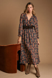 Polín Et Moi Vestido longo estampado esmeralda