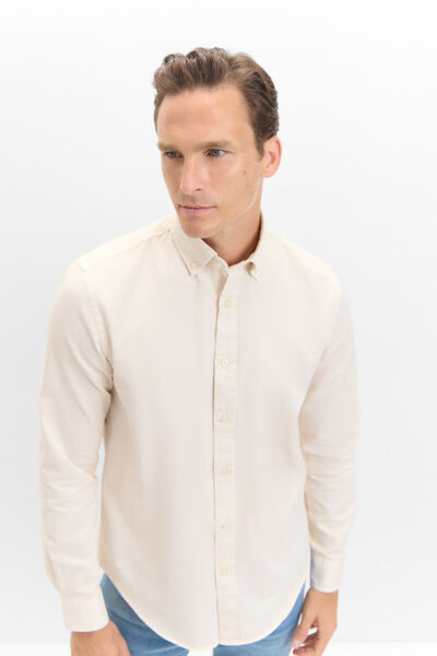 Cortefiel Tinted structured shirt Beige