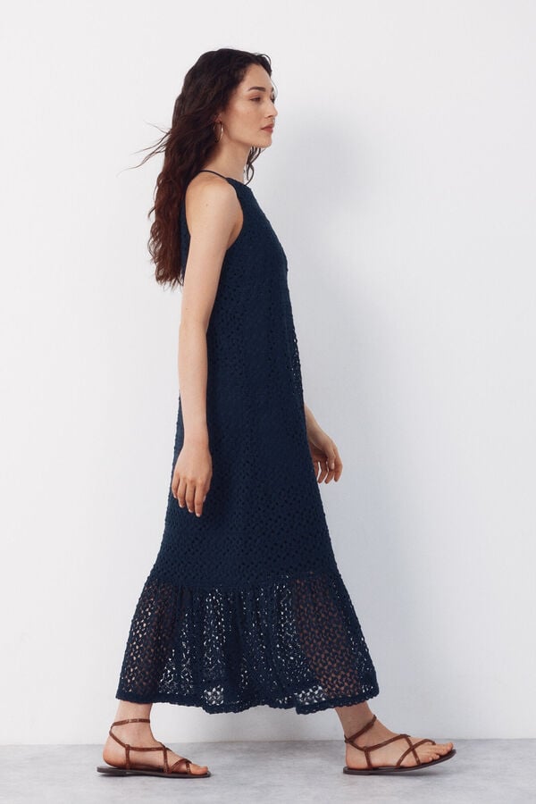 Cortefiel Vestido halter estruturado Azul