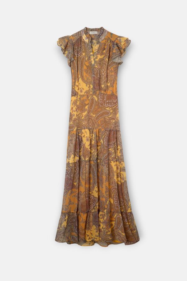 Silbon Vestido midi evas&eacute; estampado Laranja