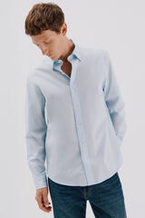 Cortefiel Plain tencel cotton shirt Blue