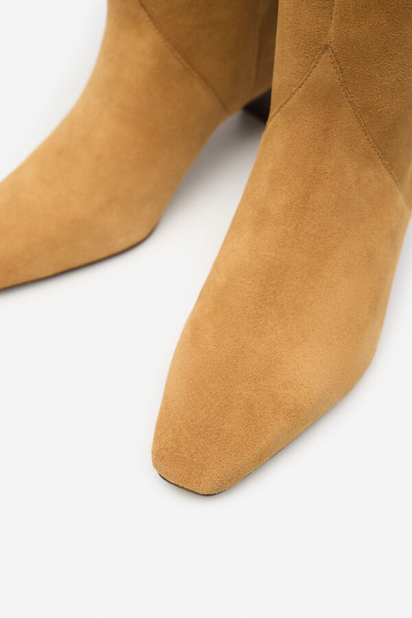 Cortefiel split leather heeled boot Brown