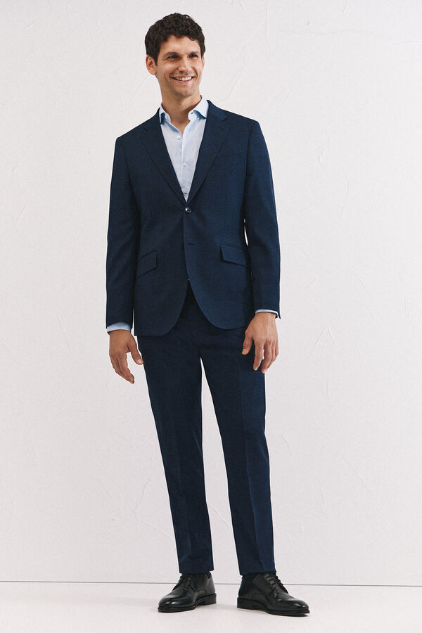 Cortefiel Slim fit blue checkered blazer Blue
