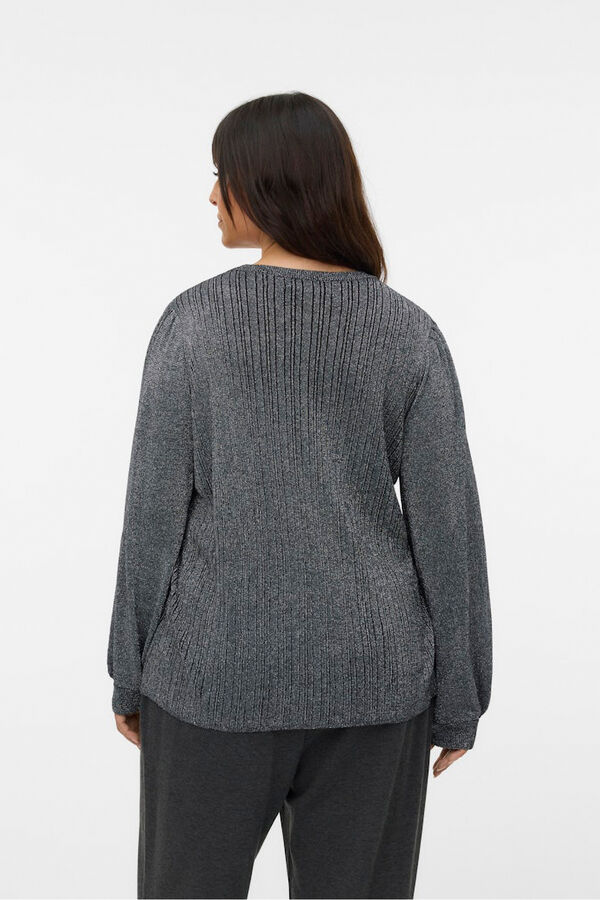 Vero Moda Curve Suéter canelado lurex plus size Preto