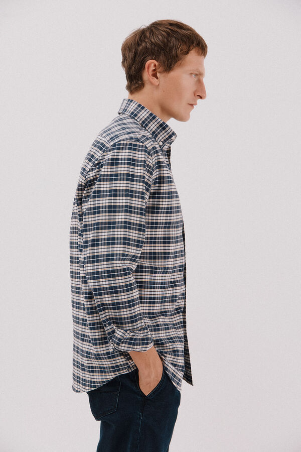 Cortefiel Plaid oxford shirt Navy