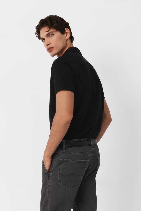 Cortefiel Piqu&eacute; basic slim polo shirt Black