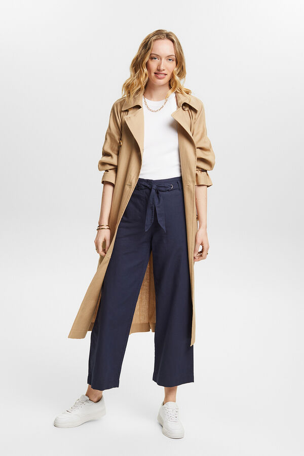 Cortefiel Tie-front culottes with linen Navy