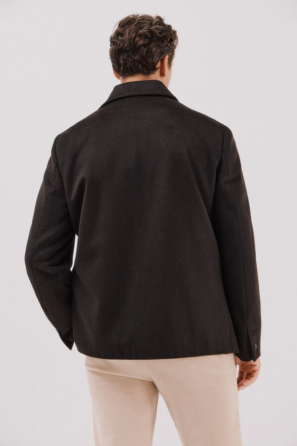 Cortefiel Wool buttons -down overshirt  Dark brown