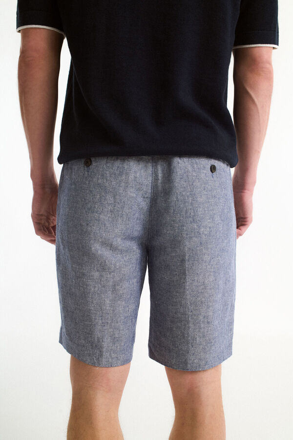 Selected Bermuda de linho com caimento relaxado Cinzento