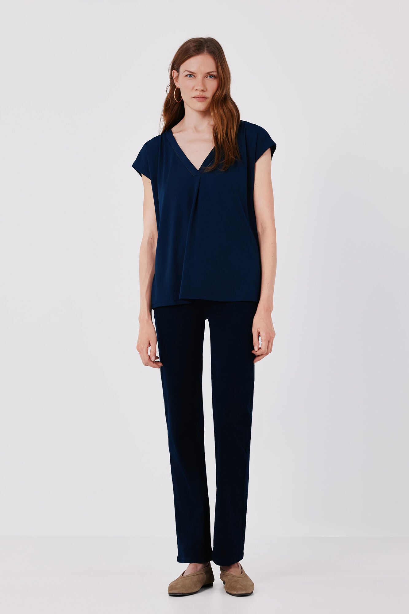 Cortefiel V-neck T-shirt with lace detail