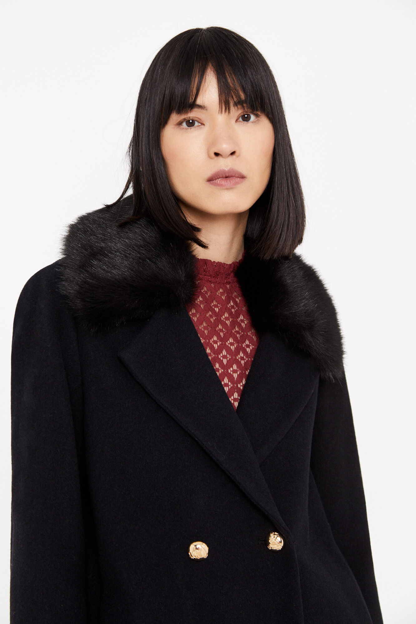 Fur collar 2025 coat womens