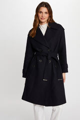 Cortefiel Long belted coat Navy