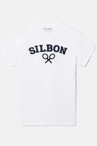 Cortefiel T-shirt silbon raqueta média Branco