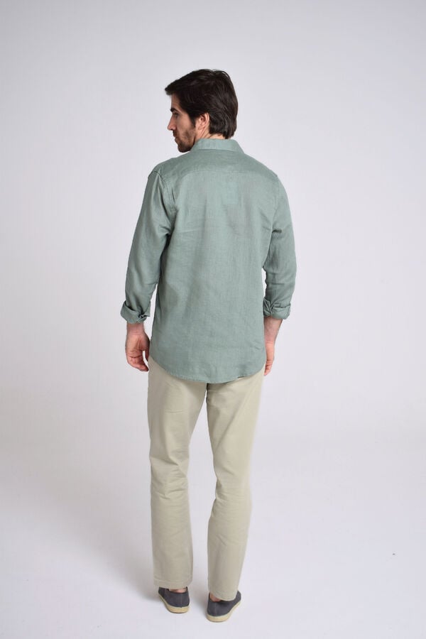 Cloking Camisa Guayabera 100% linho Verde