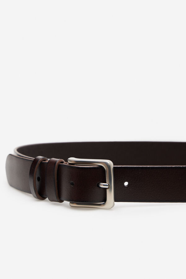 Cortefiel Casual leather belt Black