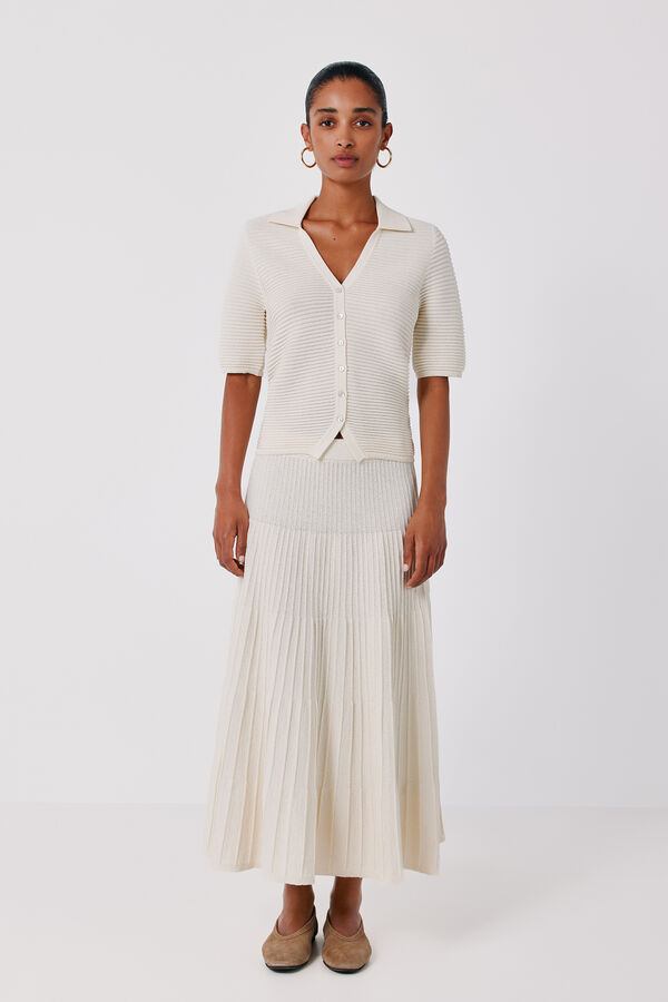 Cortefiel Knit midi skirt Ivory